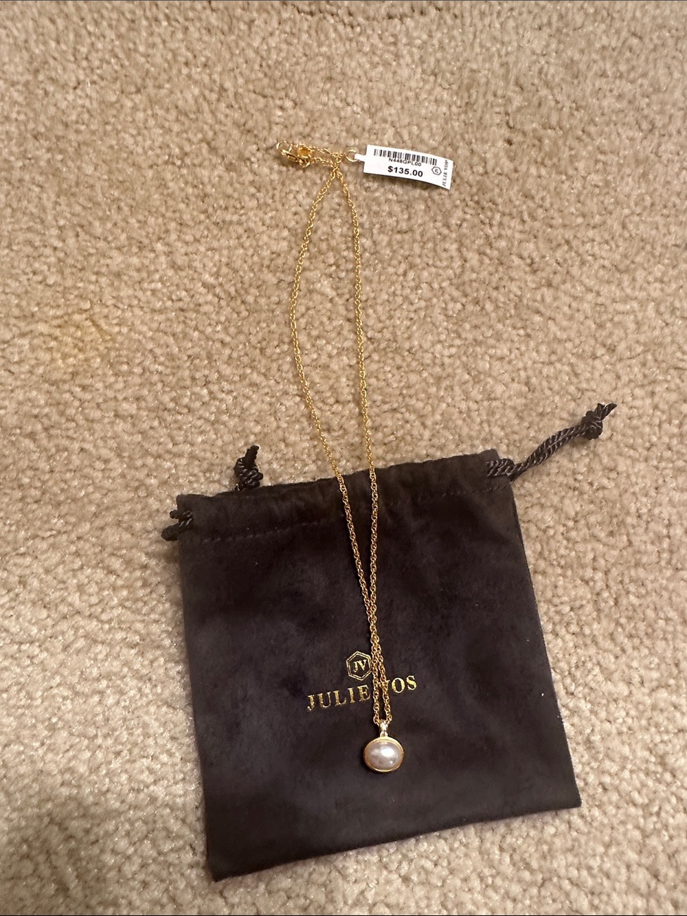 Julie Vos Gold Necklace with White Pearl Pendant